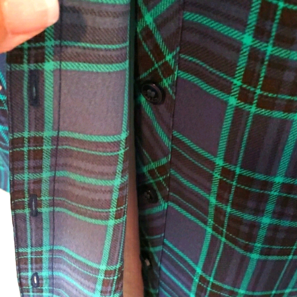 TALBOTS NAVY & TEAL BUTTON DOWN BLOUSE, Me… - Picture 3 of 9
